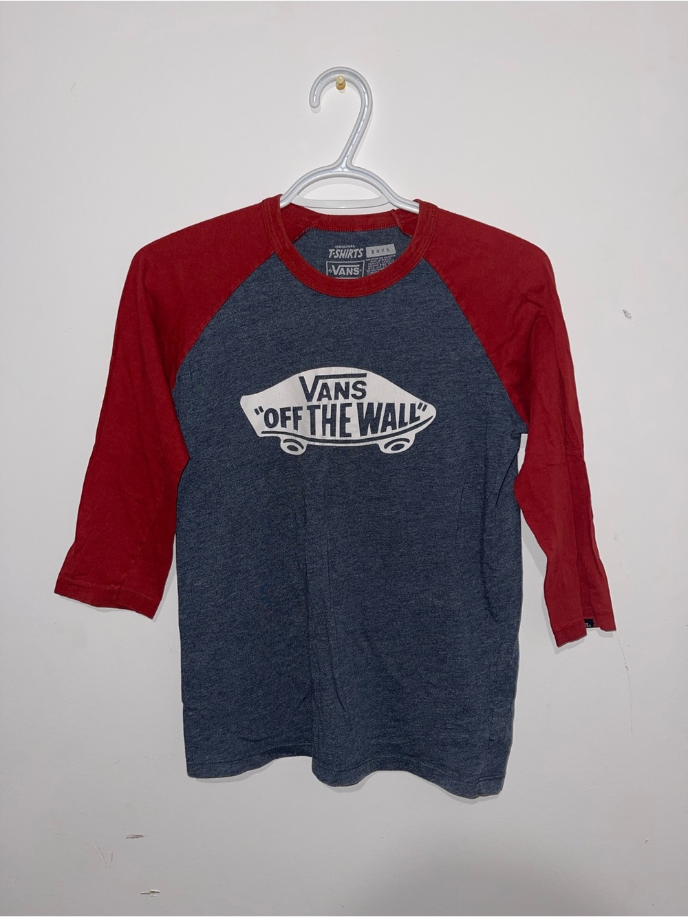 Vans Navy & Red Raglan 'Off The Wall' Long Sleeve Tee